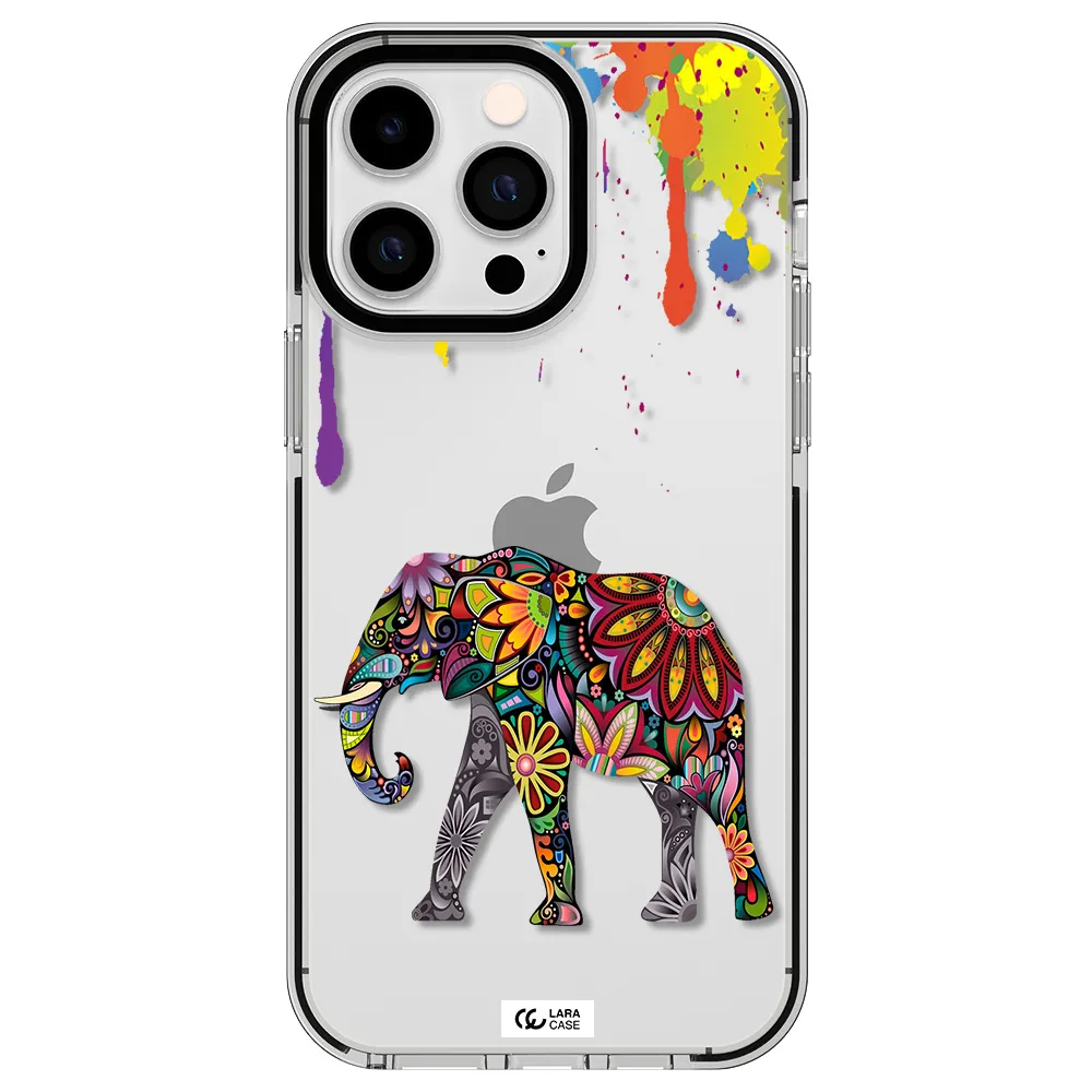 Mandala Elephant Apple iPhone 15 Pro Max impact black border Case