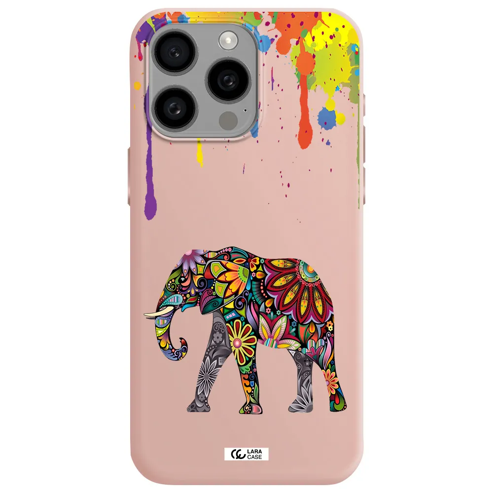 Mandala Elephant Apple Iphone 15 Pro max Silicone pastel pink Case