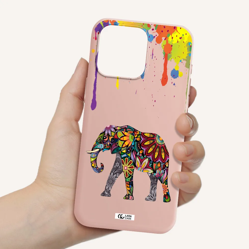 Mandala Elephant Apple Iphone 15 Pro max Silicone pastel pink Case