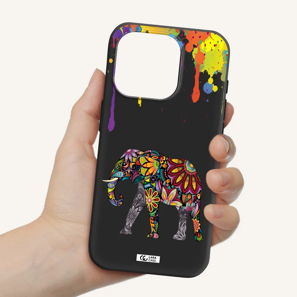 Mandala Elephant Apple Iphone 15 Pro Silicone Black Case