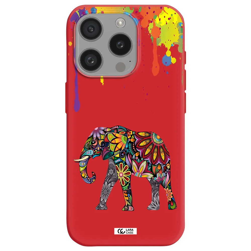Mandala Elephant Apple Iphone 15 Pro Silicone Imperial Red Case