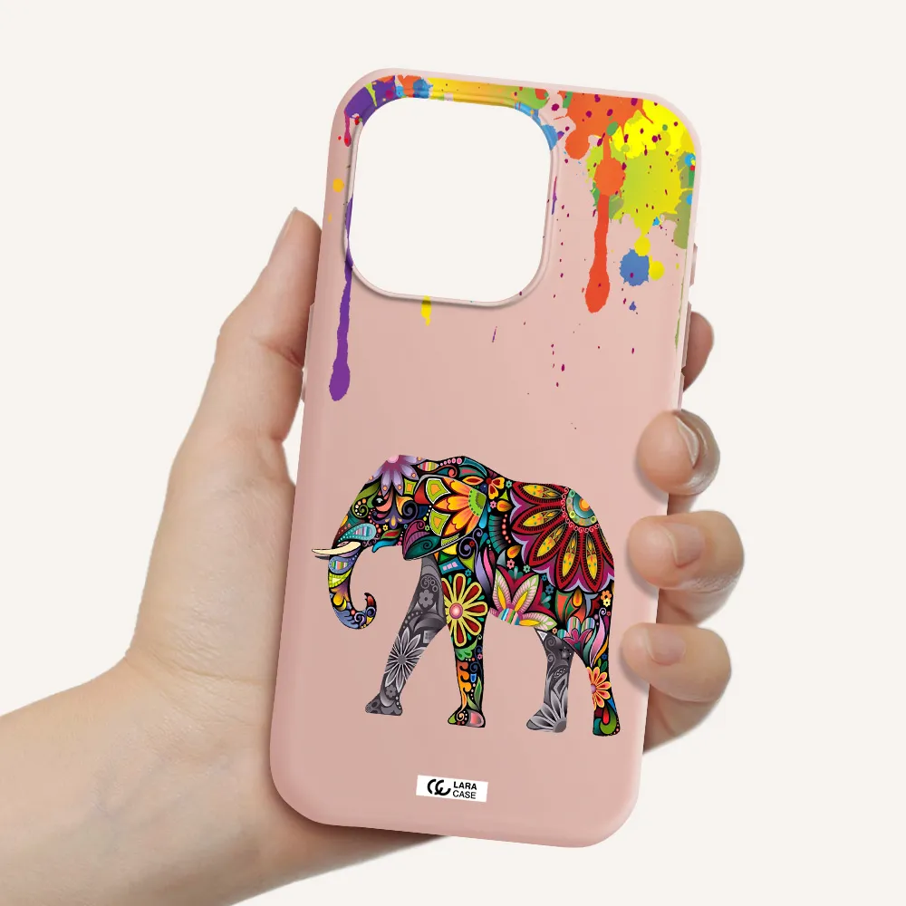 Mandala Elephant Apple Iphone 15 Pro Silicone Pastel Pink Case