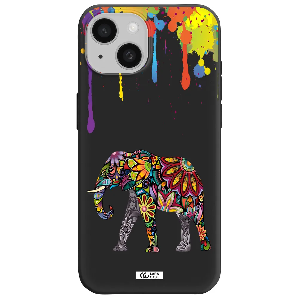 Mandala Elephant Apple iPhone 15 Silicone black Case