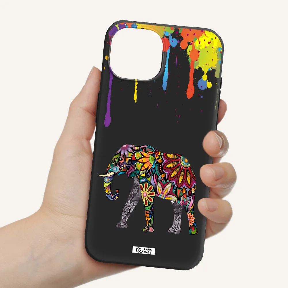 Mandala Elephant Apple iPhone 15 Silicone black Case