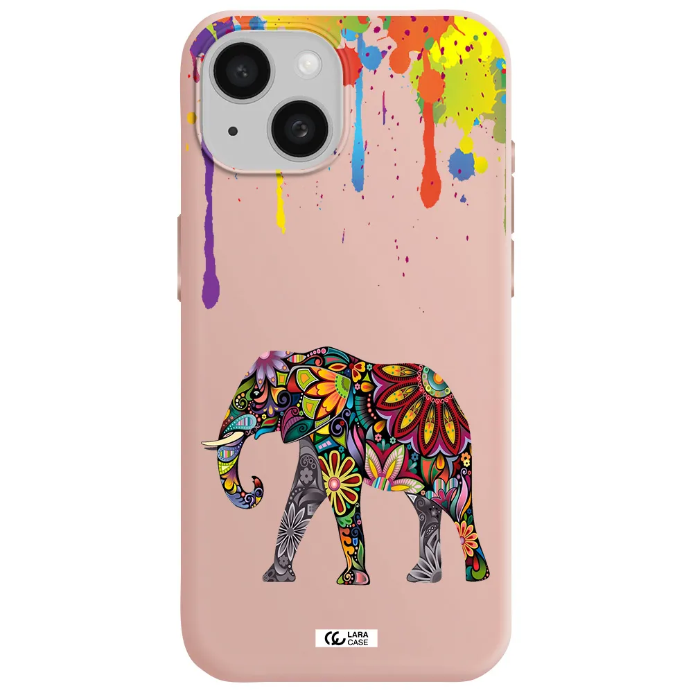 Mandala Elephant Apple Iphone 15 Silicone Pastel Pink Case