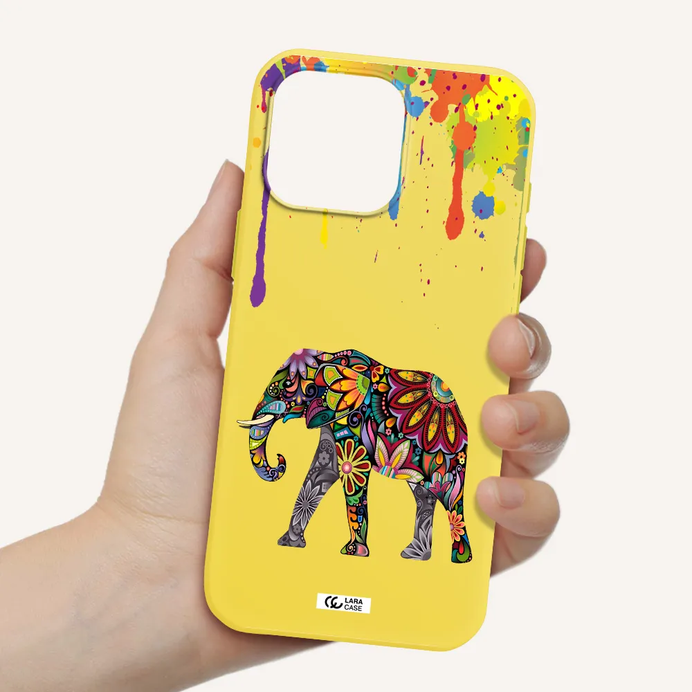 Mandala Elephant Apple Iphone 16 Pro Max Silicone Canary Yellow Case