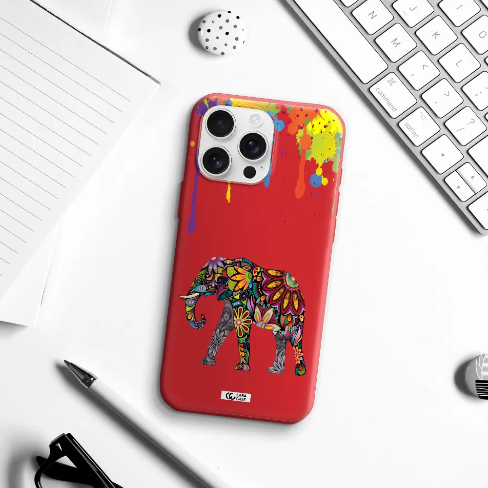 Mandala Elephant Apple Iphone 16 Pro Max Silicone Imperial Red Case