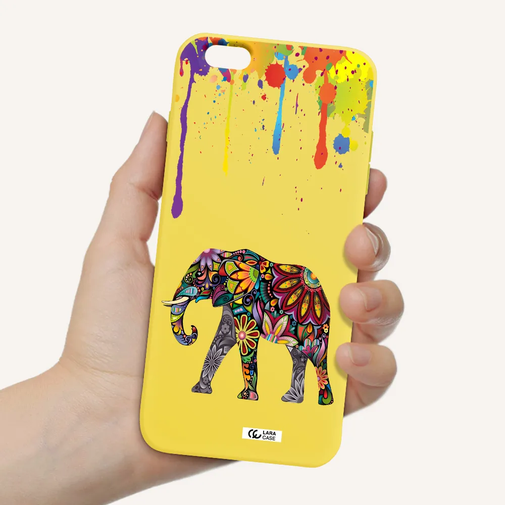 Mandala Elephant Apple iPhone 6 s plus Silicone canary yellow Case