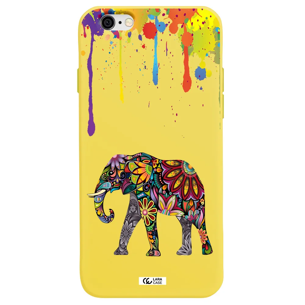 Mandala Elephant Apple iPhone 6 Silicone canary yellow Case