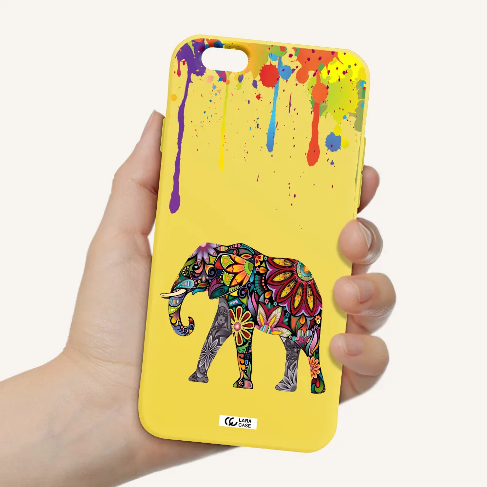 Mandala Elephant Apple iPhone 6 Silicone canary yellow Case