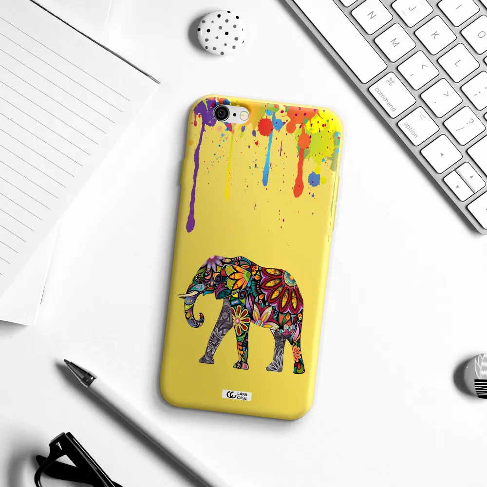 Mandala Elephant Apple iPhone 6 Silicone canary yellow Case