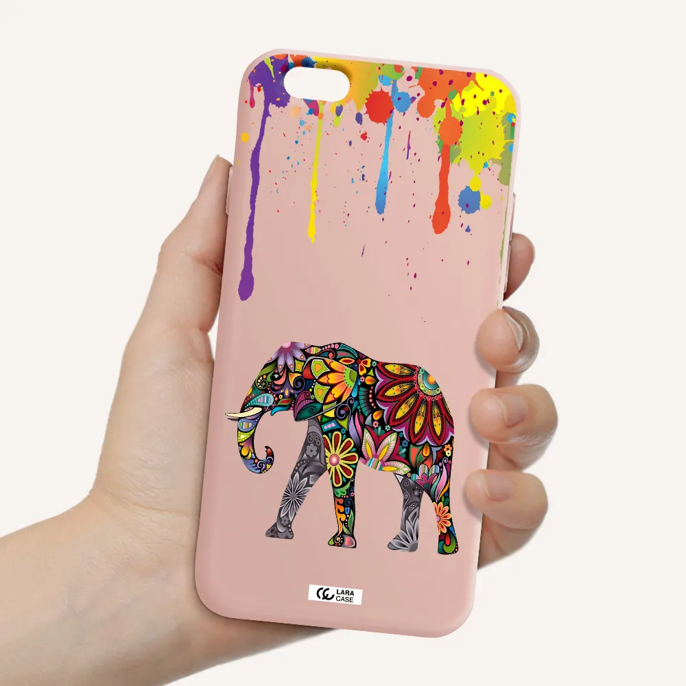 Mandala Elephant Apple iPhone 6 Silicone pastel pink Case
