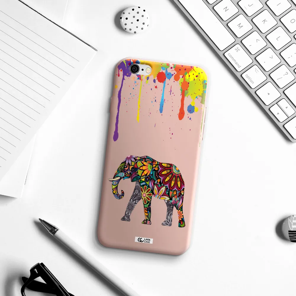 Mandala Elephant Apple iPhone 6 Silicone pastel pink Case