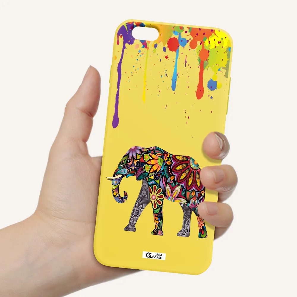 Mandala Elephant Apple iPhone 6S Silicone canary yellow Case