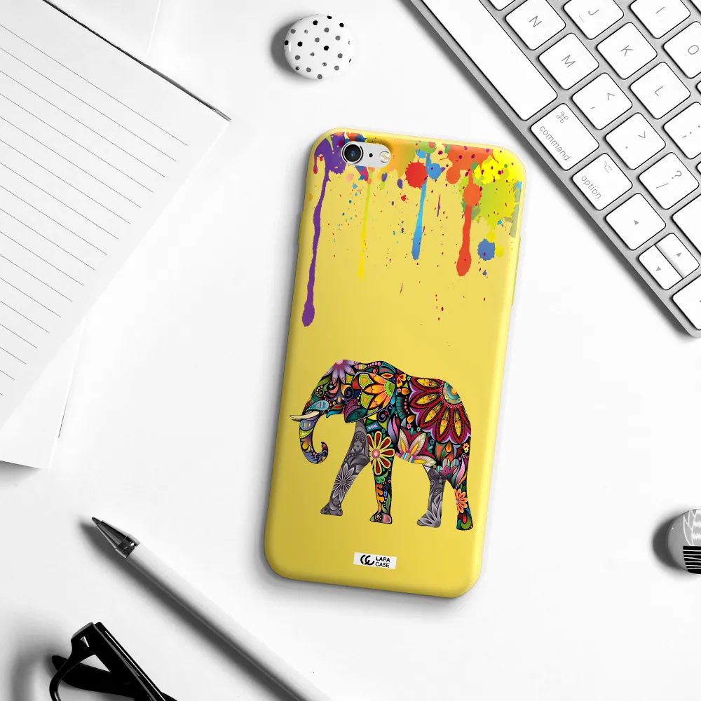 Mandala Elephant Apple iPhone 6S Silicone canary yellow Case