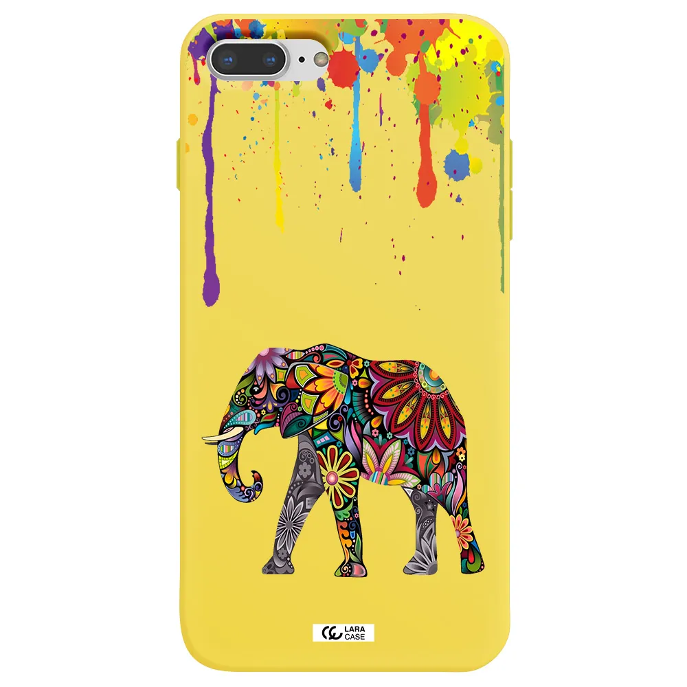 Mandala Elephant Apple iPhone 7 plus Silicone canary yellow Case