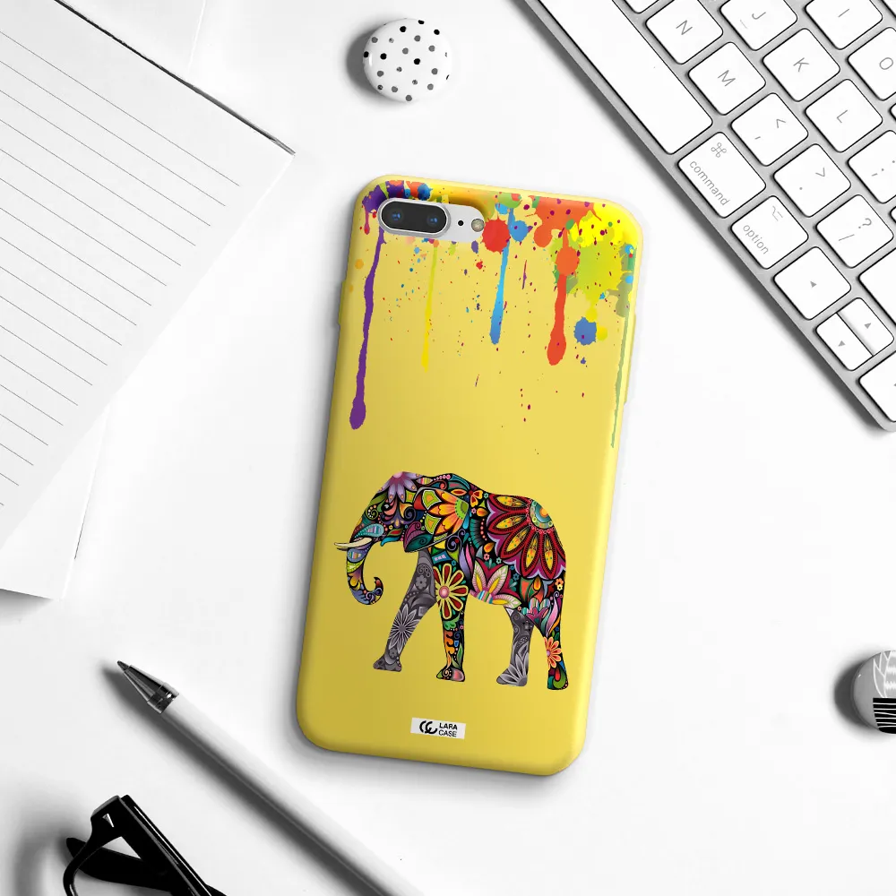 Mandala Elephant Apple iPhone 7 plus Silicone canary yellow Case