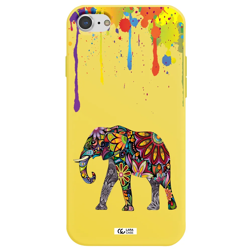 Mandala Elephant Apple iPhone 7 Silicone canary yellow Case