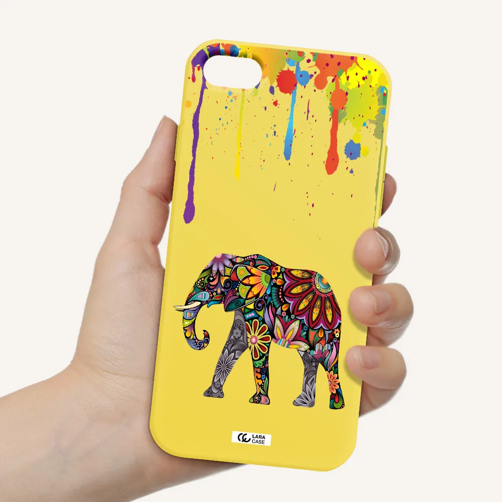 Mandala Elephant Apple iPhone 7 Silicone canary yellow Case