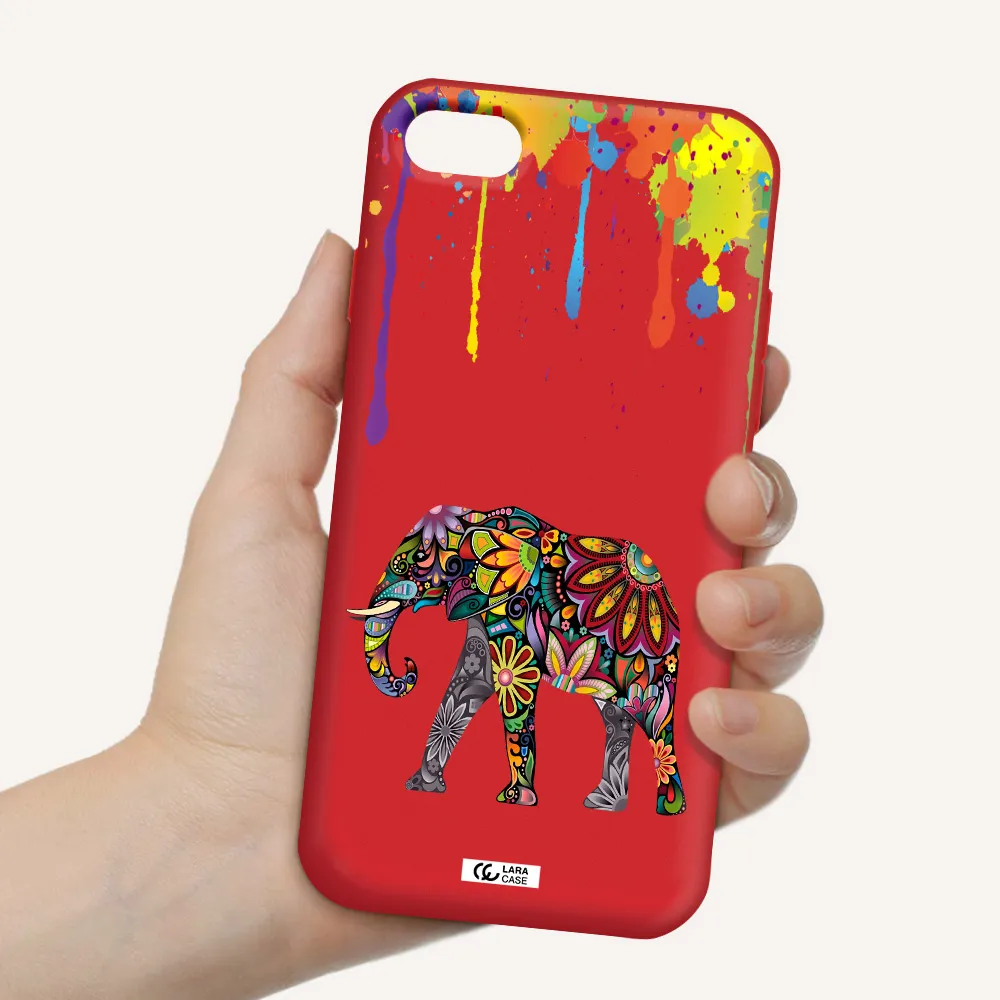 Mandala Elephant Apple iPhone 7 Silicone Imperial Red Case
