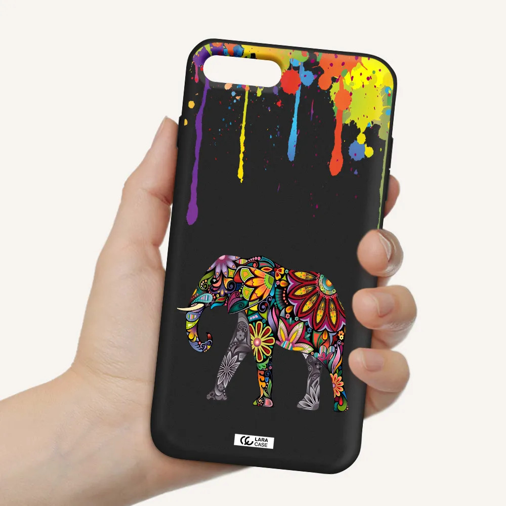 Mandala Elephant Apple iPhone 8 plus Silicone black Case