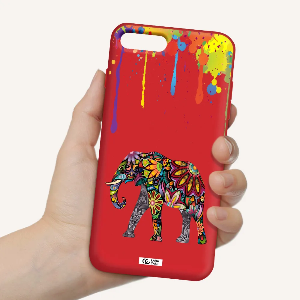 Mandala Elephant Apple iPhone 8 plus Silicone Imperial Red Case
