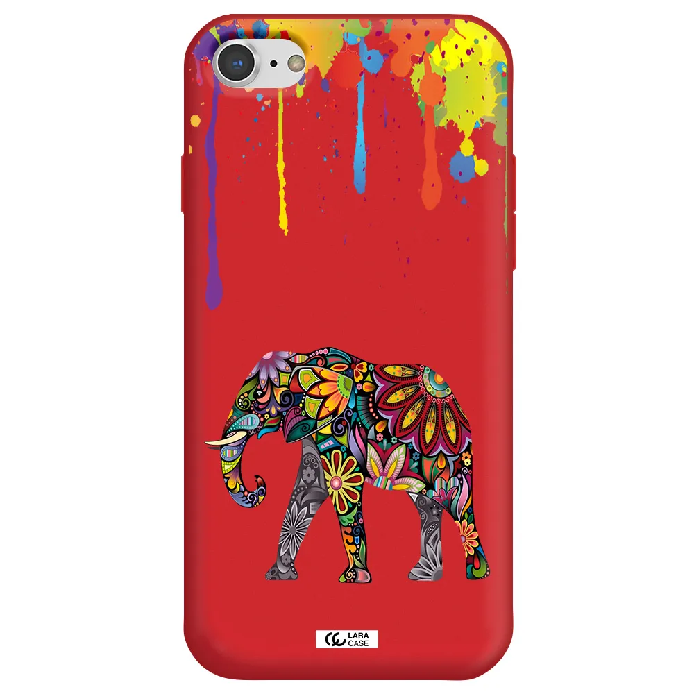 Mandala Elephant Apple iPhone 8 Silicone Imperial Red Case