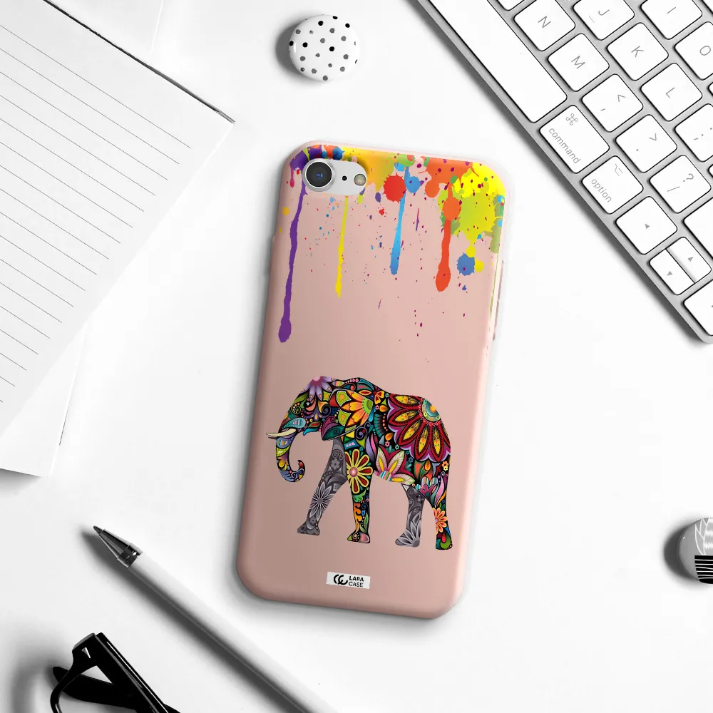 Mandala Elephant Apple iPhone 8 Silicone pastel pink Case