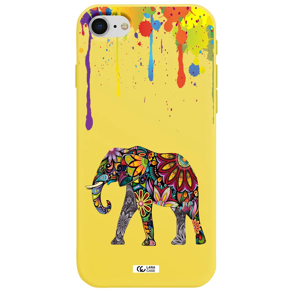 Mandala Elephant Apple iPhone se 2020 Silicone canary yellow Case