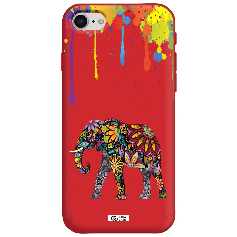 Mandala Elephant Apple iPhone se 2020 Silicone Imperial Red Case