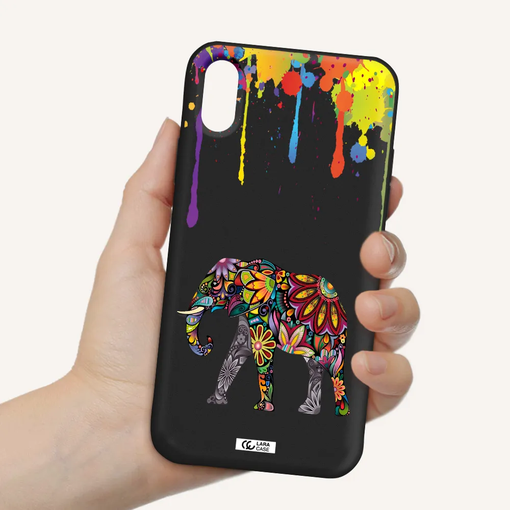 Mandala Elephant Apple iPhone X Silicone black Case