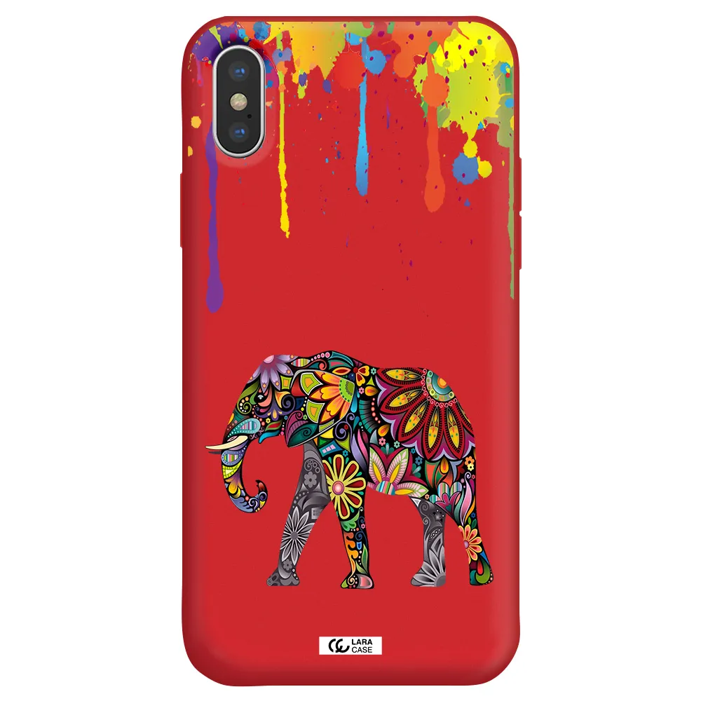 Mandala Elephant Apple iPhone X Silicone Imperial Red Case