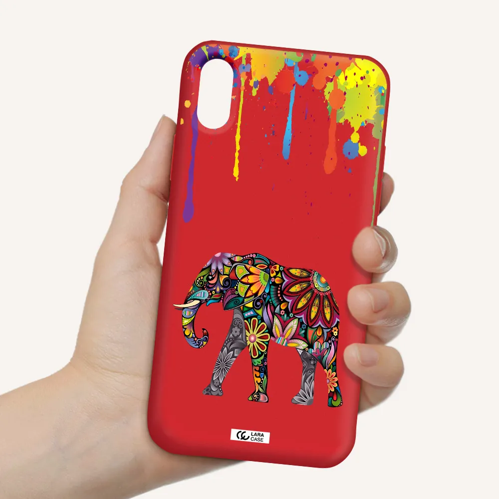 Mandala Elephant Apple iPhone X Silicone Imperial Red Case