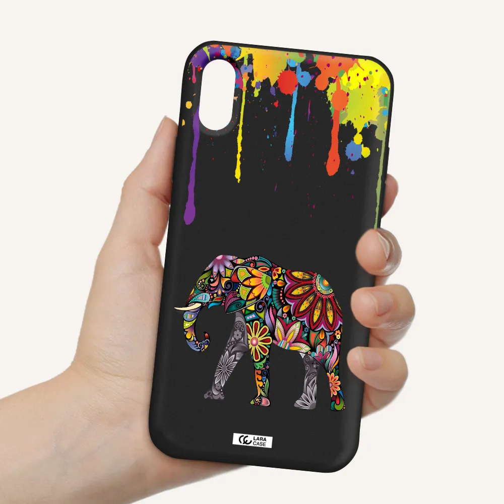 Mandala Elephant Apple iPhone XS Silicone black Case