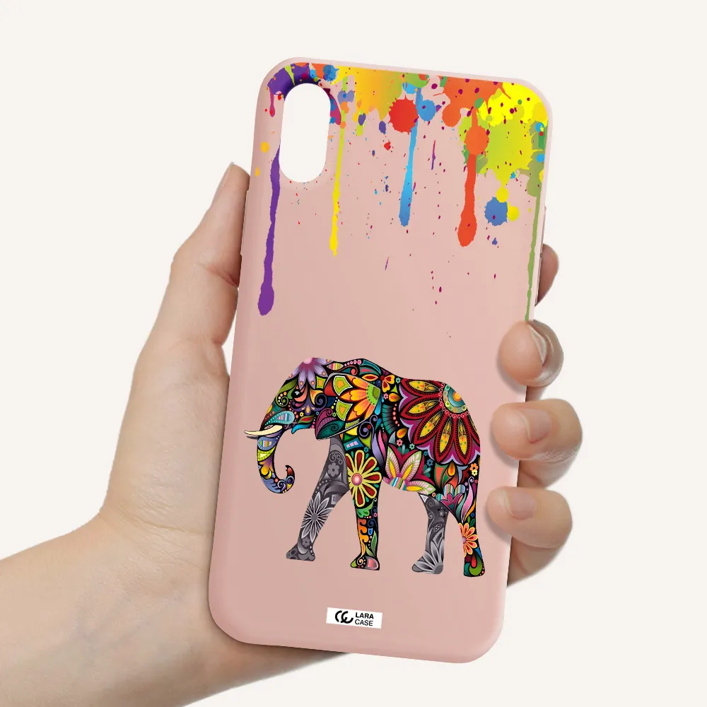 Mandala Elephant Apple iPhone XS Silicone pastel pink Case