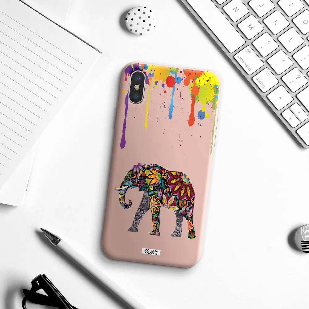 Mandala Elephant Apple iPhone XS Silicone pastel pink Case