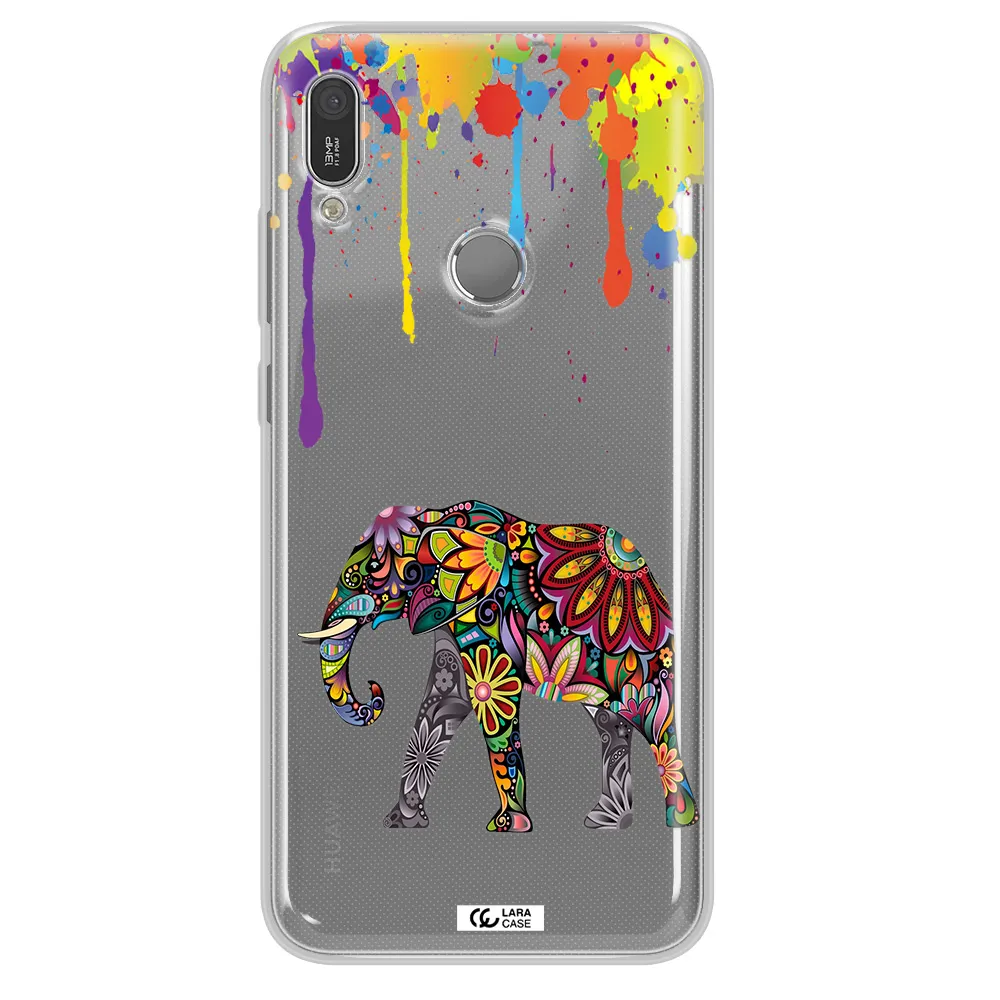 Mandala Elephant Huawei Y6 2019 Clear TPU Case