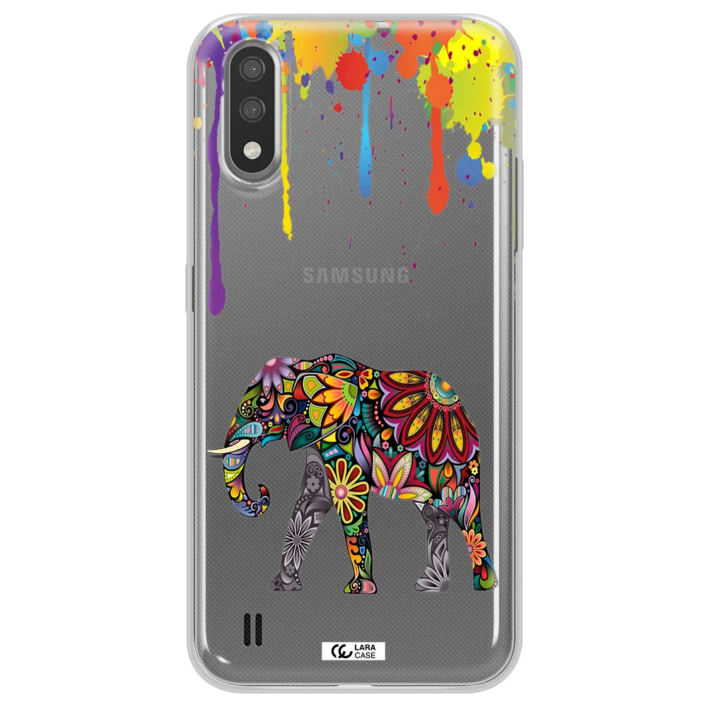 Mandala Elephant Samsung A01 Clear TPU Case