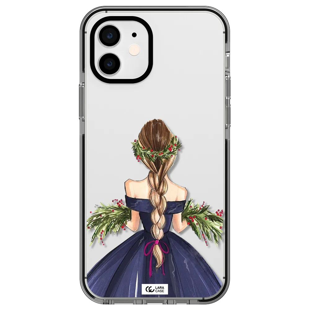 Long Hair Girl Watercolor Apple iPhone 11 impact black border Case