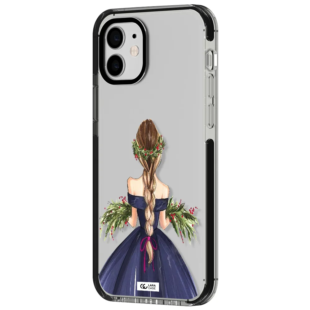 Long Hair Girl Watercolor Apple iPhone 11 impact black border Case