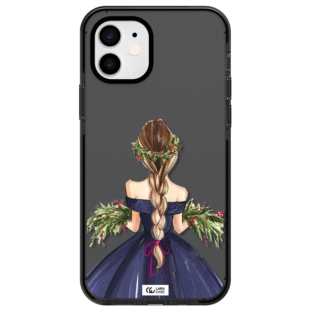 Long Hair Girl Watercolor Apple iPhone 11 impact Smoke Black Case