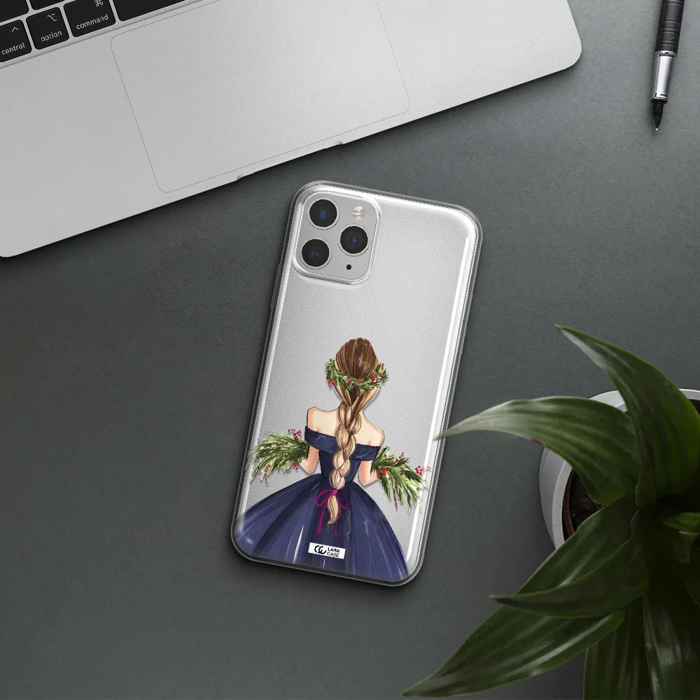 Long Hair Girl Watercolor Apple iPhone 11 pro Clear TPU Case