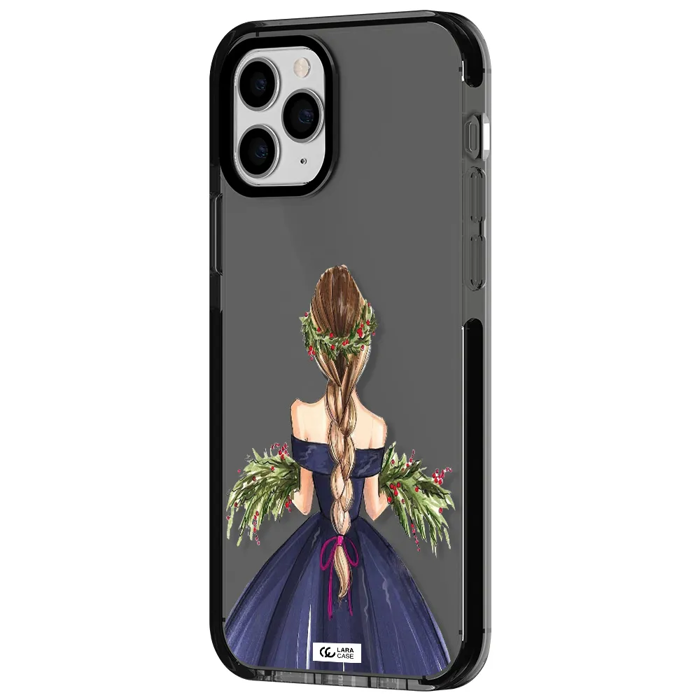 Long Hair Girl Watercolor Apple iPhone 11 pro impact Smoke Black Case