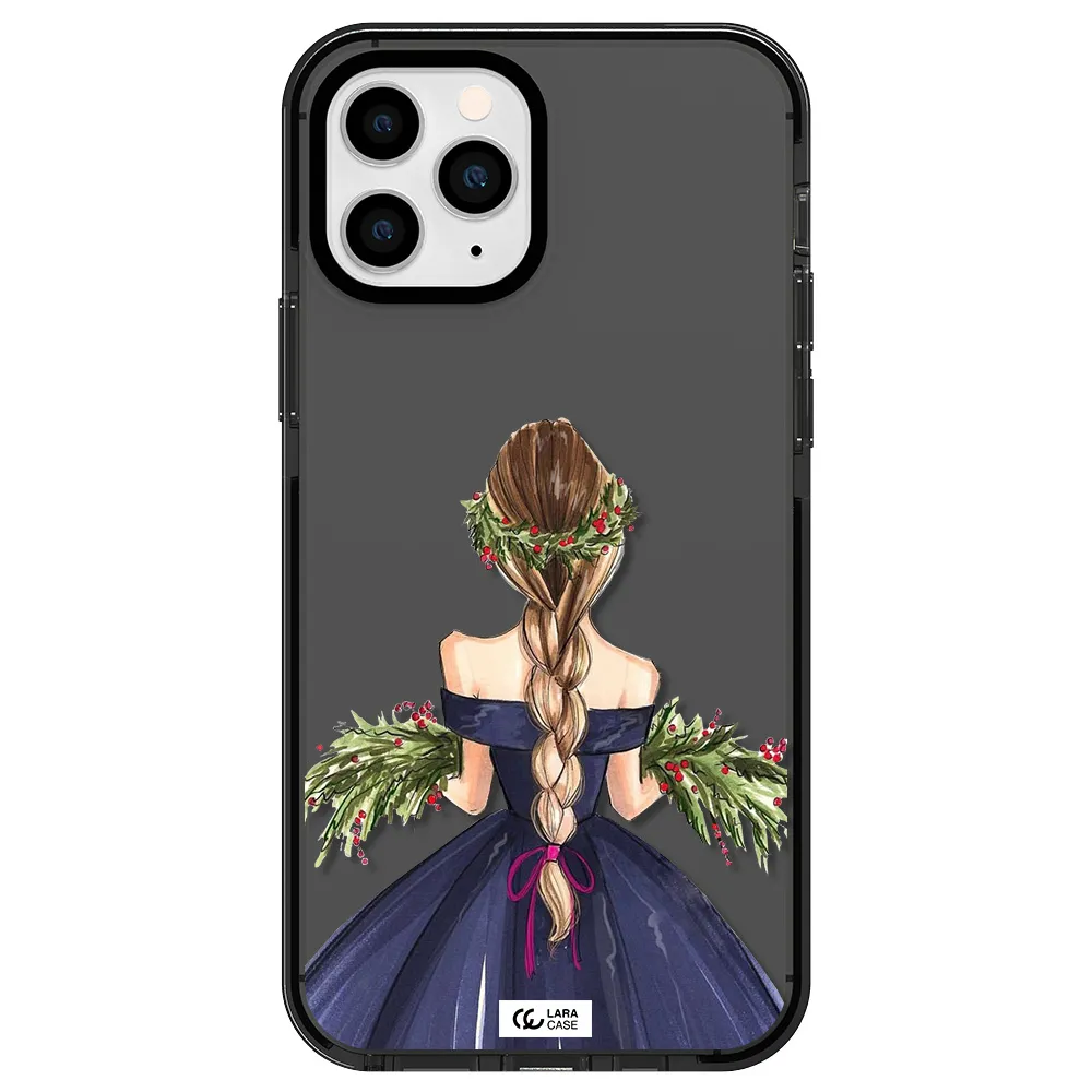 Long Hair Girl Watercolor Apple iPhone 11 pro max impact Smoke Black Case
