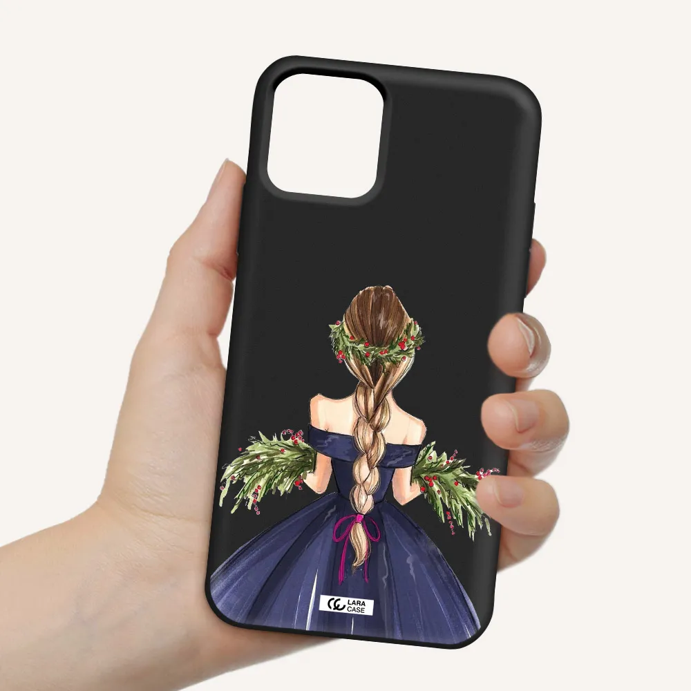Long Hair Girl Watercolor Apple iPhone 11 pro max Silicone black Case