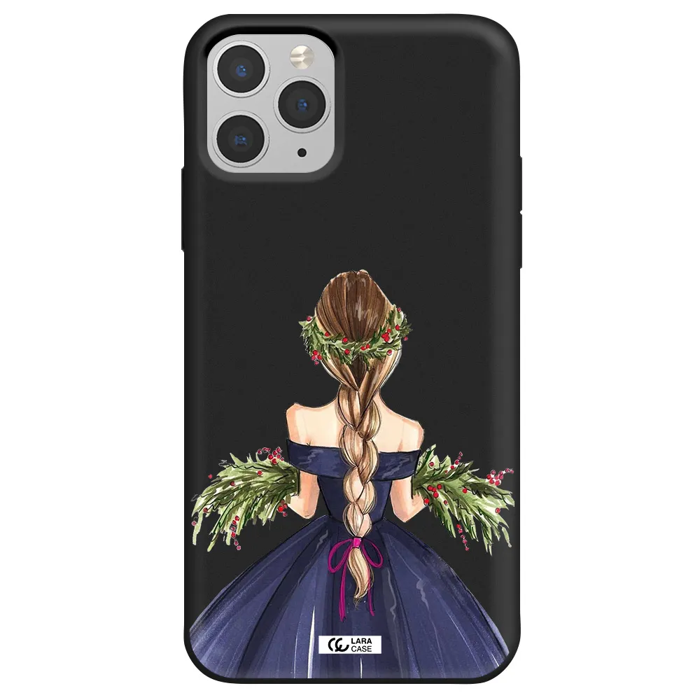 Long Hair Girl Watercolor Apple iPhone 11 pro Silicone black Case