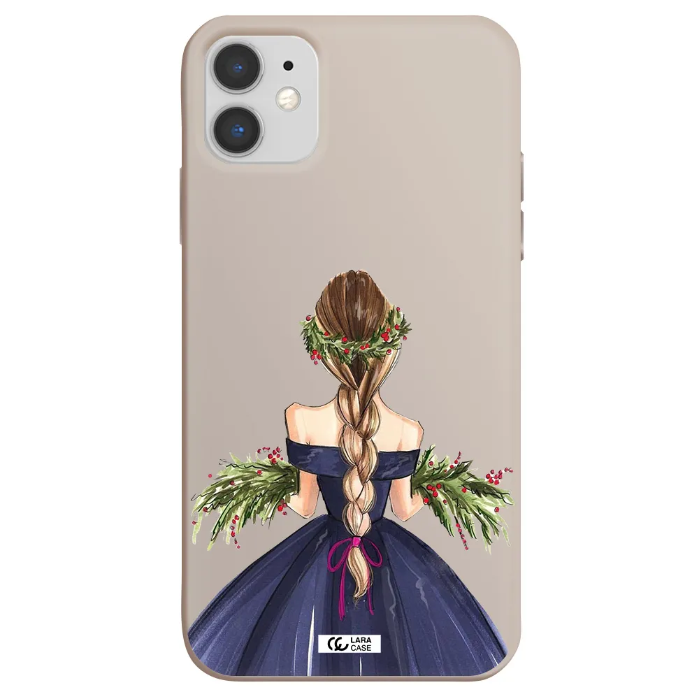 Long Hair Girl Watercolor Apple iPhone 11 Silicone Stone Case