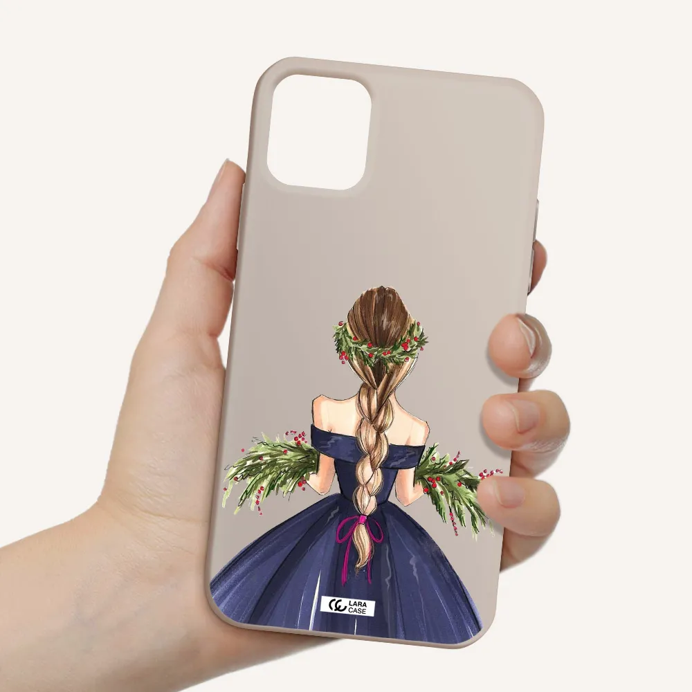 Long Hair Girl Watercolor Apple iPhone 11 Silicone Stone Case