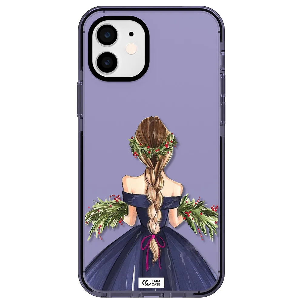 Long Hair Girl Watercolor Apple iPhone 12 impact Lilac Case