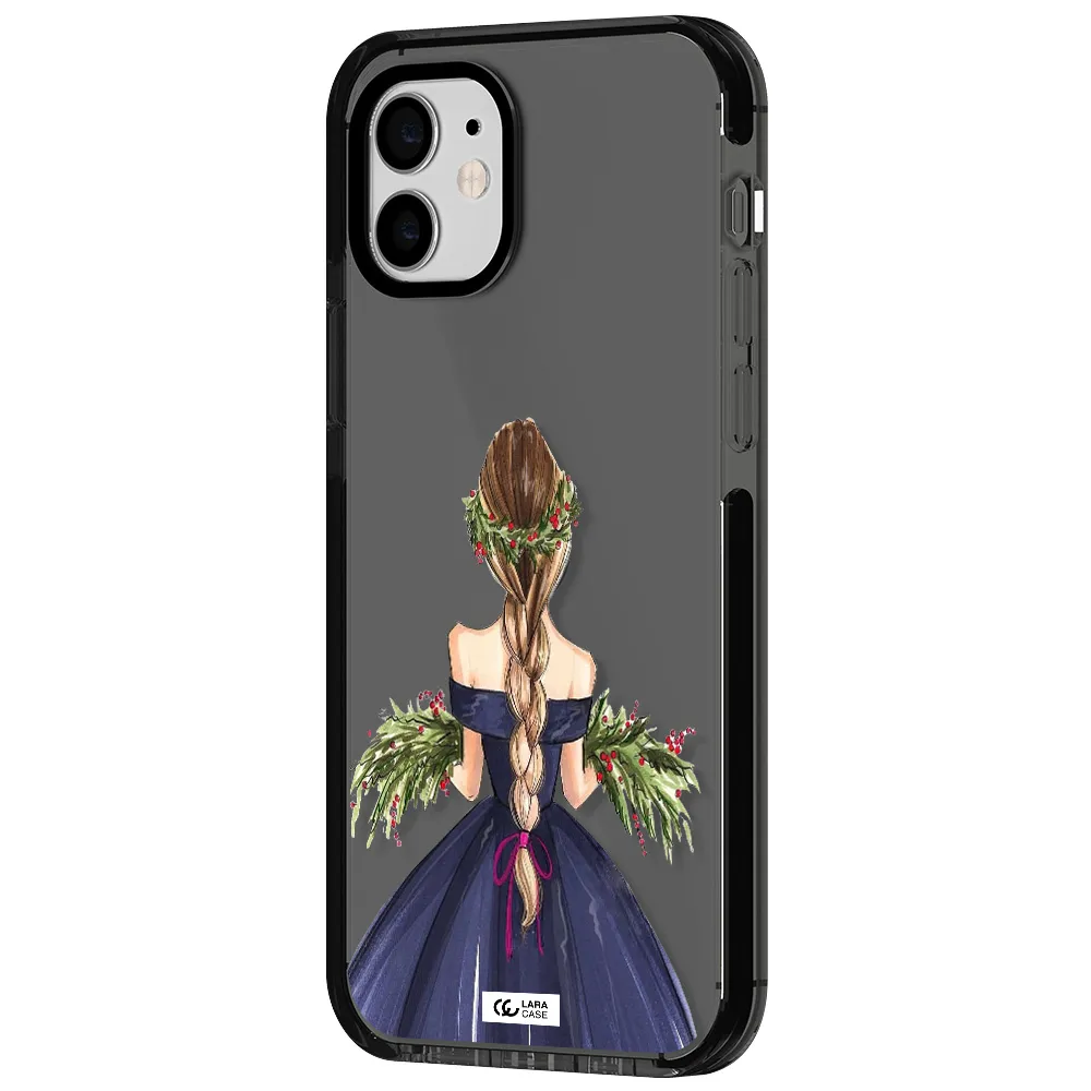 Long Hair Girl Watercolor Apple iPhone 12 impact Smoke Black Case
